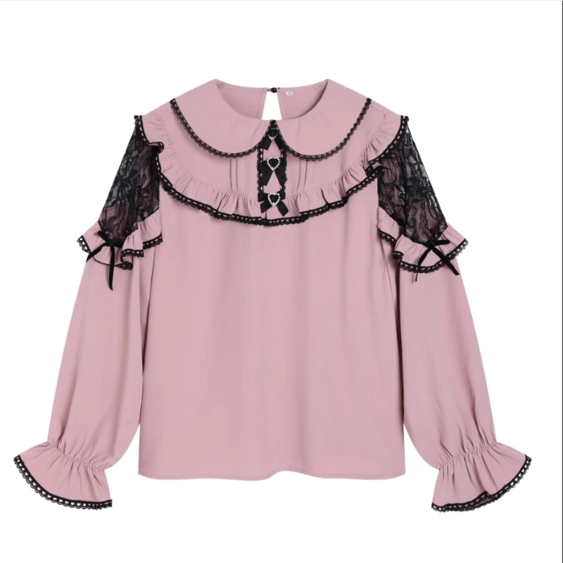 y2k bow blouse à volants femmes japonais jk kawaii dentelle chemise à volants harajuku mignon haut pour femme 2025 élégant lolita blusas camisas y2k bow blouse à volants femmes japonais jk kawaii dentelle chemise à volants harajuku mignon haut pour femme 2025 élégant lolita blusas camisas