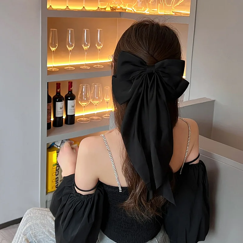 pince à cheveux en ruban à grand nœud rouge pour femmes, élégante, mode simple, solide, queue de cheval en satin, épingle à cheveux, accessoires pour cheveux pour filles pince à cheveux en ruban à grand nœud rouge pour femmes, élégante, mode simple, solide, queue de cheval en satin, épingle à cheveux, accessoires pour cheveux pour filles