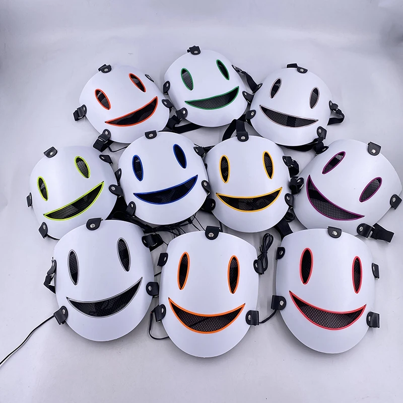 masque de cosplay d'anime japonais, invasion de grande hauteur, tenkuu shinpan, masques en pvc blanc, masque lumineux led, accessoires, mode masque de cosplay d'anime japonais, invasion de grande hauteur, tenkuu shinpan, masques en pvc blanc, masque lumineux led, accessoires, mode