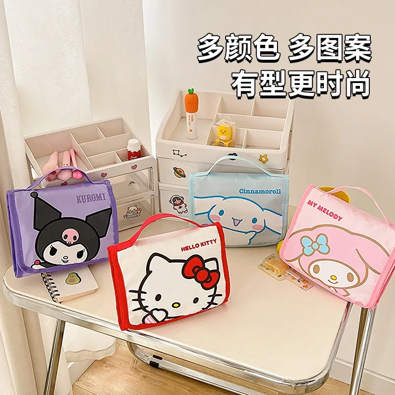 kawaii sanrio grande capacité pliant dessin animé sac de maquillage mignon voyage kitty kuromi portable cosmétiques brosse sac de rangement kawaii sanrio grande capacité pliant dessin animé sac de maquillage mignon voyage kitty kuromi portable cosmétiques brosse sac de rangement