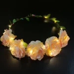 Couronne de Fleurs Lumineuse pour Femme et Fille, Bande de Sauna, Coiffe, ixde Mariage, Festival, Noël, Halloween