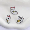 broche en alliage de chat porte bonheur, dessin animé mignon, broches en émail, badge en métal personnalisé et tendance, accessoires cadeaux amusants
