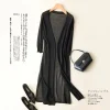 cardigan tricoté pour femmes, kimono long d'été, chemisier fin, haut boho, chemise de plage surdimensionnée, automne 2025