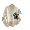 veste pull ours de dessin animé japonais pour femmes, cardigan tricoté ample et polyvalent, nouvelle version coréenne 2024