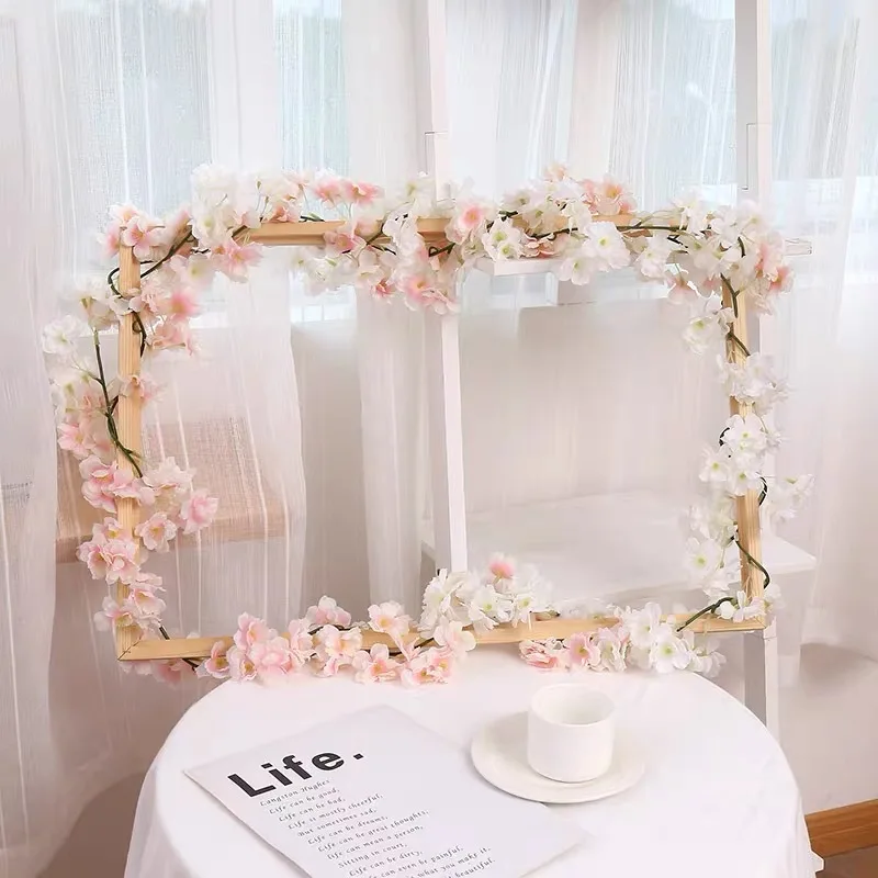 guirxiété de fleurs artificielles sakura, vigne rose, arche de mariage, décoration de ixà domicile, 180cm guirxiété de fleurs artificielles sakura, vigne rose, arche de mariage, décoration de ixà domicile, 180cm