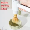 outil de fouet électrique matcha blanc, interface sans fil de type c, rechargeable, démarrage à un bouton, dispositif de fouet matcha électrique