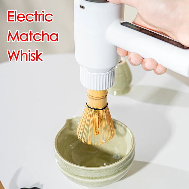 outil de fouet électrique matcha blanc, interface sans fil de type c, rechargeable, démarrage à un bouton, dispositif de fouet matcha électrique outil de fouet électrique matcha blanc, interface sans fil de type c, rechargeable, démarrage à un bouton, dispositif de fouet matcha électrique