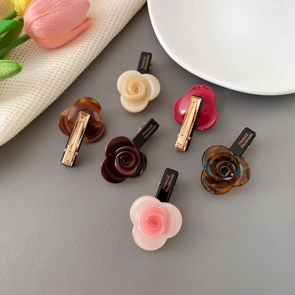 pince à cheveux en acétate français, barrettes à fleurs roses élégantes, pinces latérales nouées, frange, niche avancée, épingle à cheveux rose en trois dimensions, 1pc pince à cheveux en acétate français, barrettes à fleurs roses élégantes, pinces latérales nouées, frange, niche avancée, épingle à cheveux rose en trois dimensions, 1pc