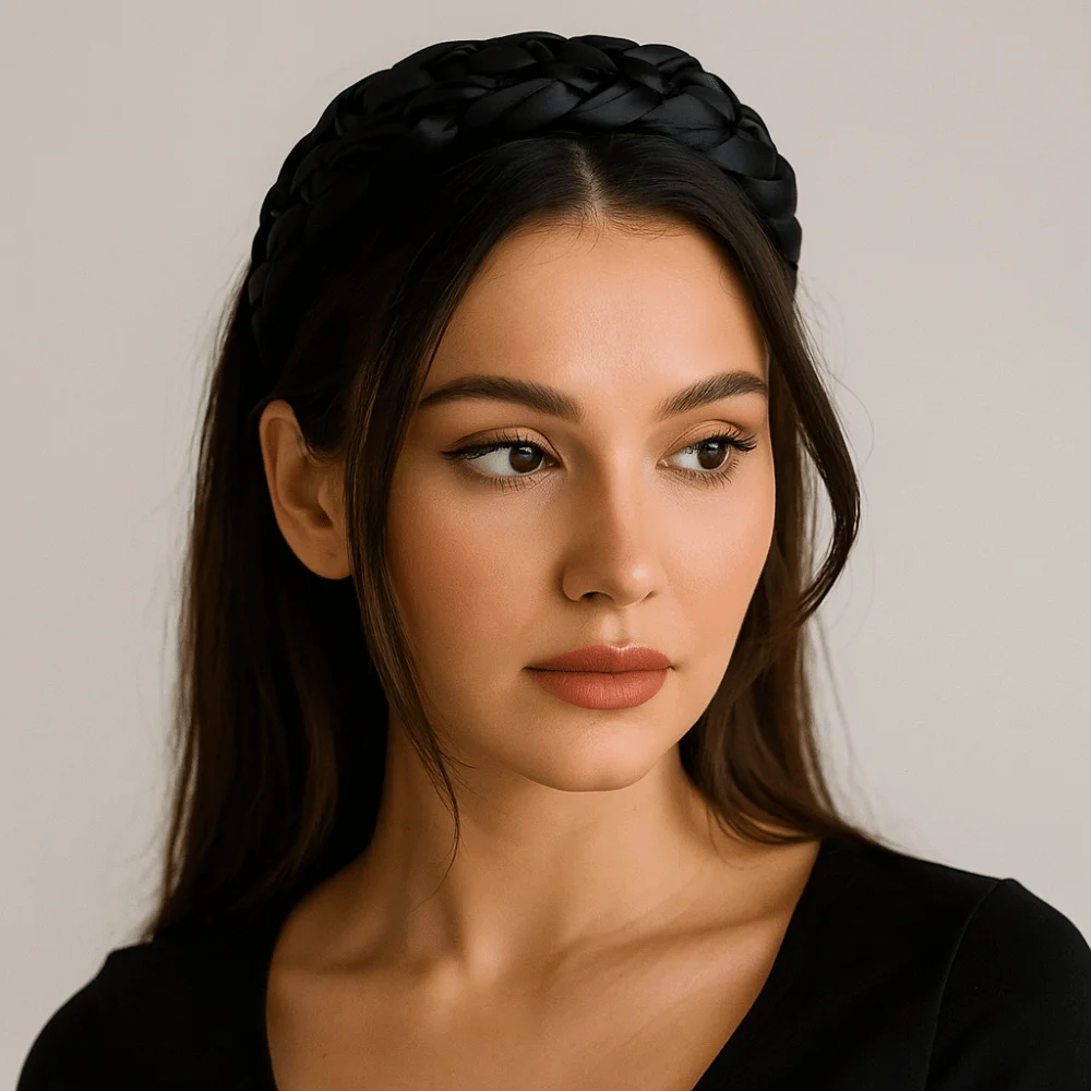 mode satin tressé bandeau rembourré design épaissi noir bandeau large style coréen femmes tête cerceau cheveux accessoires mode satin tressé bandeau rembourré design épaissi noir bandeau large style coréen femmes tête cerceau cheveux accessoires