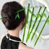bâton de cheveux en résine verte de style chinois antique pour femmes, baguettes en acrylique vintage, épingle à cheveux, accessoires pour cheveux