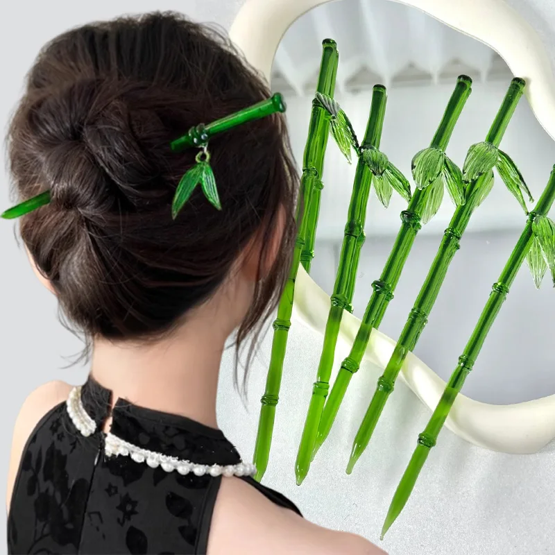 bâton de cheveux en résine verte de style chinois antique pour femmes, baguettes en acrylique vintage, épingle à cheveux, accessoires pour cheveux bâton de cheveux en résine verte de style chinois antique pour femmes, baguettes en acrylique vintage, épingle à cheveux, accessoires pour cheveux