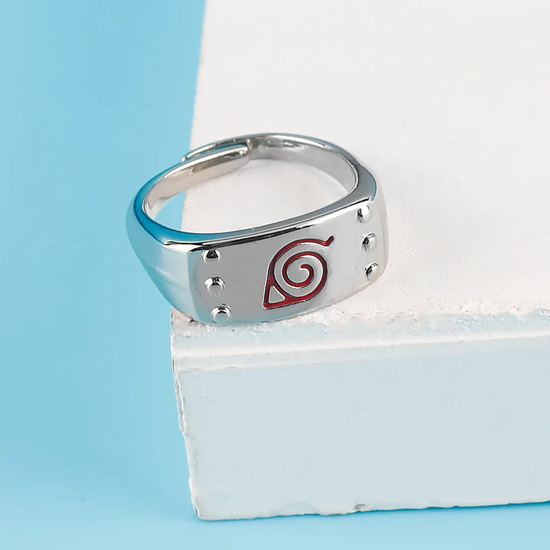 bague en métal, 2 pièces, anime japonais naruto konohagakure, cadeau bague en métal, 2 pièces, anime japonais naruto konohagakure, cadeau