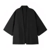 Chemise noire pour hommes, chemise Kimono, Cardigans de Style chinois traditionnel pour hommes, Cardigan d&rsquo;été léger pour hommes