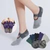 3 paires de chaussettes de yoga pour femmes, chaussettes d'hiver à cinq doigts, dos nu, antidérapantes, poignée en silicone, coton, pilate, course à pied, danse