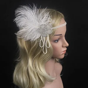 Bande de sauna à paillettes en biscuits pour femmes et filles, noir, perlé, évasé, plume, vintage, fête, pièce, accessoires pour cheveux