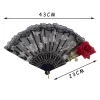 fan pliant lumineux lolita danse scène performance ventilateur à main led rétro rouge foncé noir rose fans fête de mariage photographie accessoire