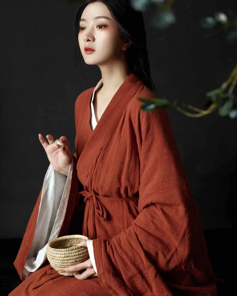 Robe Hanfu en coton et lin pour femmes, ensemble Hanfu traditionnel chinois, Costume de carnaval d’halloween Cosplay, robe Hanfu rouge pour femmes Robe Hanfu en coton et lin pour femmes, ensemble Hanfu traditionnel chinois, Costume de carnaval d’halloween Cosplay, robe Hanfu rouge pour femmes