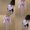 Pinces à cheveux à fleurs pour femmes, pâte de Taro douce, fleur de Super fée violette, longue ruban, épingle à cheveux, Style forêt douce, accessoire de tête mignon Pinces à cheveux à fleurs pour femmes, pâte de Taro douce, fleur de Super fée violette, longue ruban, épingle à cheveux, Style forêt douce, accessoire de tête mignon