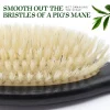 brosse à cheveux en poils de sanglier doux pour femmes, peigne de massage du cuir chevelu, manche en bois de chêne américain, outil de soins pour cheveux longs et bouclés