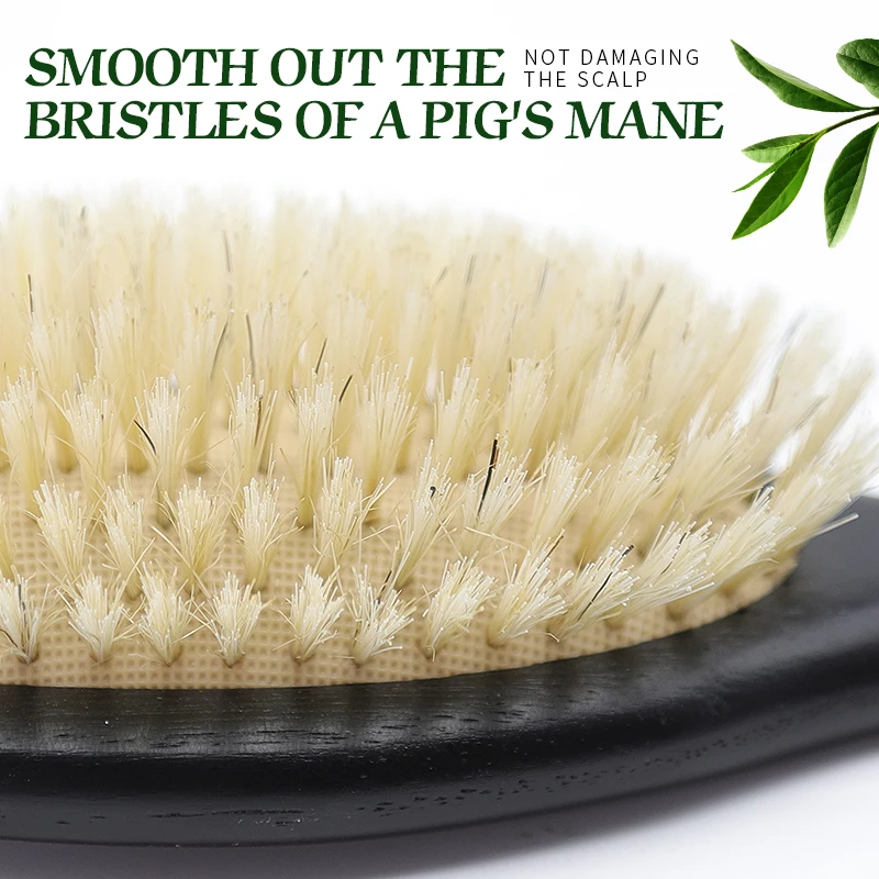 brosse à cheveux en poils de sanglier doux pour femmes, peigne de massage du cuir chevelu, manche en bois de chêne américain, outil de soins pour cheveux longs et bouclés brosse à cheveux en poils de sanglier doux pour femmes, peigne de massage du cuir chevelu, manche en bois de chêne américain, outil de soins pour cheveux longs et bouclés