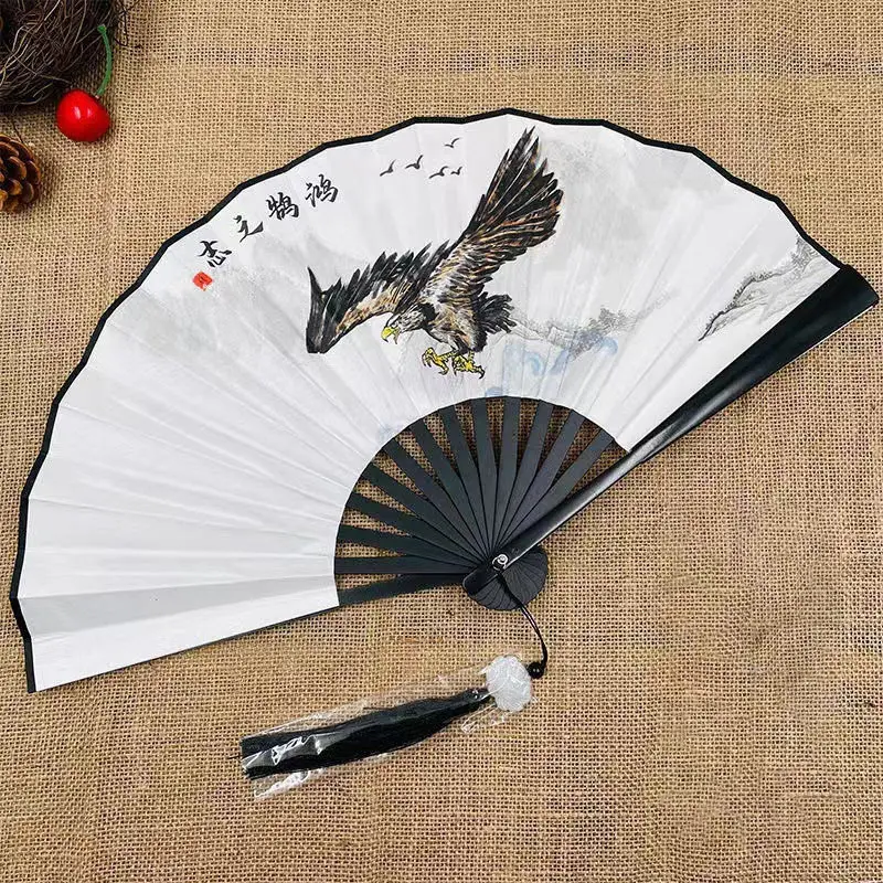 ventilateur pliable dragon rétro pour hommes et femmes, style national, hanfu, portable, durable, motif double face, ventilateur injgrill, 8 po ventilateur pliable dragon rétro pour hommes et femmes, style national, hanfu, portable, durable, motif double face, ventilateur injgrill, 8 po