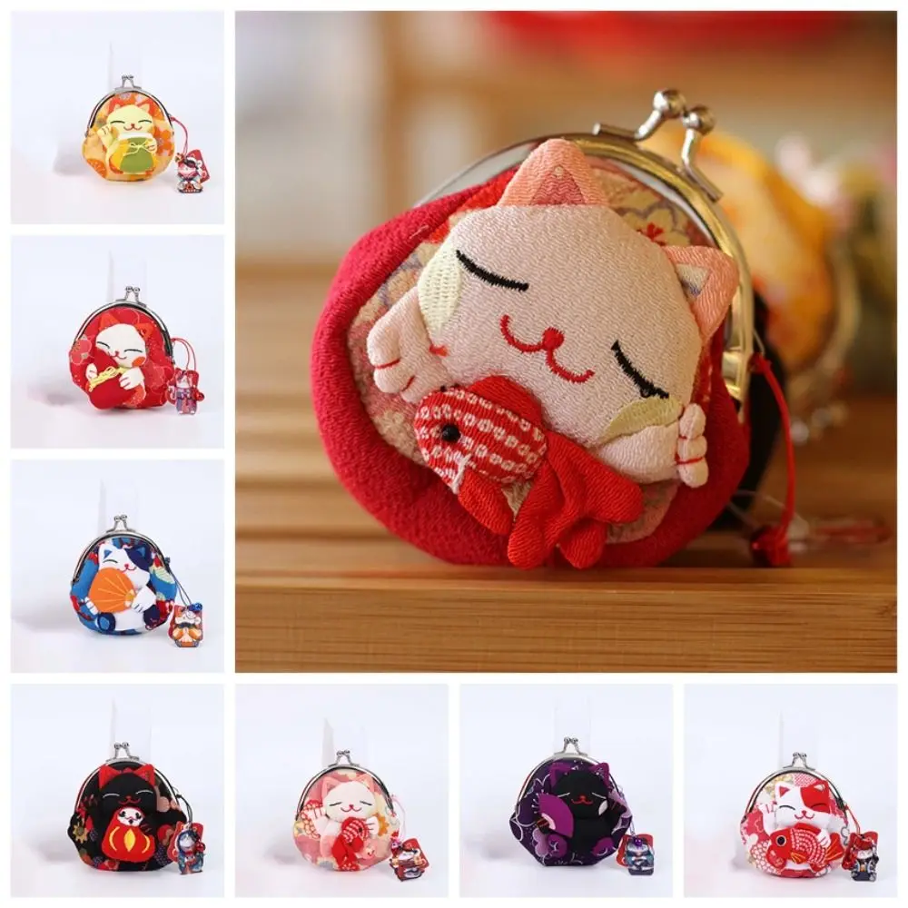 design de mode style japonais maneki neko porte monnaie poupée fleur impression chat chanceux pochette pu sac de rangement porte carte hommes design de mode style japonais maneki neko porte monnaie poupée fleur impression chat chanceux pochette pu sac de rangement porte carte hommes