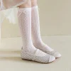 chaussettes japonaises à nœud creux pour filles, chaussettes d'été en maille respirante aux genoux, couleur unie, chaussettes de princesse pour enfants de 3 à 10 ans
