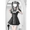 ensemble de robe à nœud style lolita japonais kawaii pour femmes, rétro, dentelle douce, épaules dénudées, chemise gothique y2k, mini jupe gâteau, costume pour filles