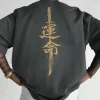 mode d'été japonais samouraï épée imprimer 100% pur coton hommes t shirt quotidien sports de plein air décontracté ample rue à manches courtes