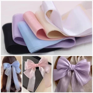 Nouveau ruban lumineux fluide de 4cm, gros nœud, accessoires, pince à cheveux, boîte-cadeau, emballage de fleurs, matériel fait à la main