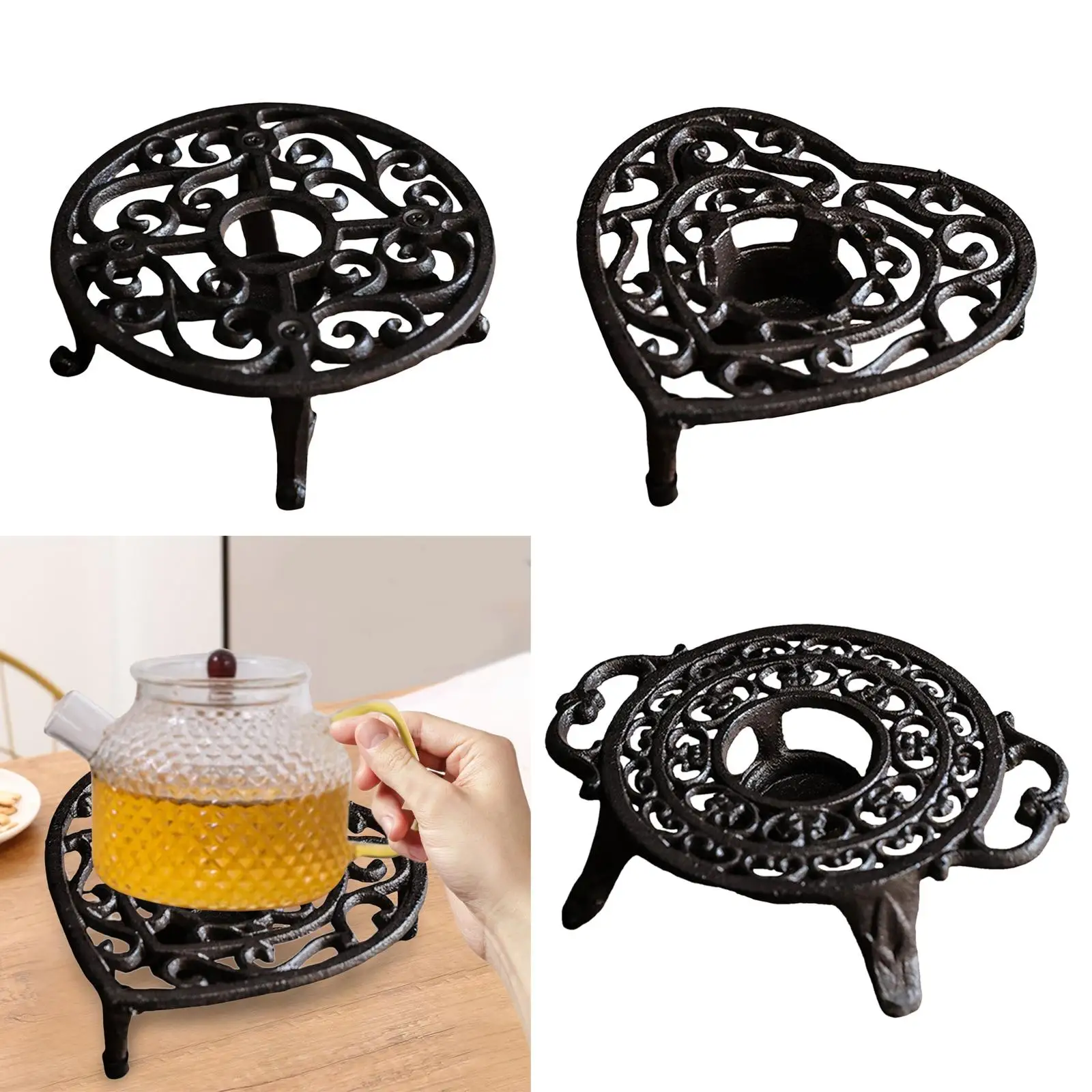 chauffe théière en fonte rustique, ornement décoratif avec bougeoir, plat en métal, standard, fête de mariage, bar, cour, cour chauffe théière en fonte rustique, ornement décoratif avec bougeoir, plat en métal, standard, fête de mariage, bar, cour, cour
