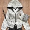 sweat à capuche gothique gris harajuku pour femmes, vintage américain y2k hottie, veste amincissante, sous culture d'automne, manteau cardigan à fermeture éclair, nouvelle collection