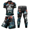 jiu jitsu hommes kimono mma t shirt + pantalons ensembles muay thai shorts gi bjj rashguard pour hommes gymnastique maillots de boxe kickboxing sportsuit