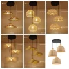 lampes suspendues en rotin de bambou naturel, lustre japonais, tissage à la main, lampes de face, wincef shades, suspension d'éclairage