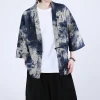 chemise kimono à manches courtes, nouveau modèle, haut ethnique avec boutons à nœud de style chinois, design ouvert sur le devant d'inspiration japonaise, léger