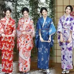 Femmes élégantes Kimonos traditionnel japon Kimono robe avec Obi imprimé fleur Geisha robe Vintage nouveauté Cosplay Costume