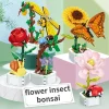 moc – blocs de construction en pot, insectes, fleur, papillon, libellule, bouquet succulent, modèle de briques, décoration créative, jouets diy, cadeaux