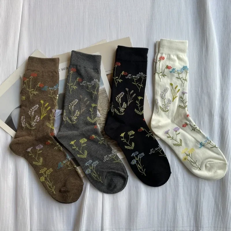 chaussettes en coton peigné pour femmes, élégantes, rétro, mignonnes, bout fendu, motifs floraux végétaux, doux, deux orteils, japonais, harajuku, tabi sox chaussettes en coton peigné pour femmes, élégantes, rétro, mignonnes, bout fendu, motifs floraux végétaux, doux, deux orteils, japonais, harajuku, tabi sox