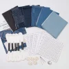 ensemble de broderie sashiko soluble dans l'eau pour débutant, tissu denim avec fil et aiguilles, kit de broderie à la main, portable et doux