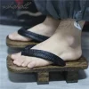 Pantoufles japonaises Geta en bois pour hommes et femmes, sabots à plateforme à deux dents, sandales de samouraï, chaussures de Cosplay, tongs à fond épais