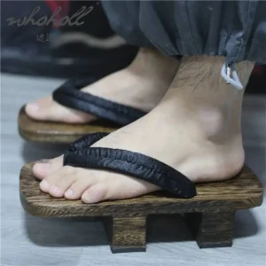 Pantoufles japonaises Geta en bois pour hommes et femmes, sabots à plateforme à deux dents, sandales de samouraï, chaussures de Cosplay, tongs à fond épais