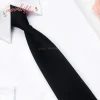 cravate de cou pré nouée pour hommes, 5cm, slim, fermeture éclair, rouge, noir, bleu, couleur unie, slim, étroit, robe de soirée pour marié, étudiante