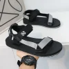 sandales de gladiateur plates pour hommes, grande taille 50 51 52, chaussures rome, style été décontracté, respirant, peut ouvrir le crochet et la boucle, antidérapantes