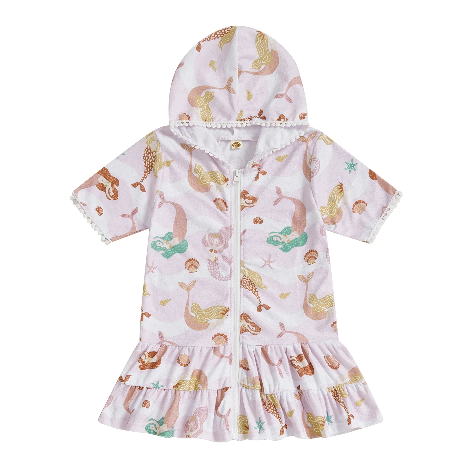 Enfants filles maillot de bain couvrir été sirène imprimé fermeture éclair à capuche plage couvrir éruptions cutanées pour enfant en bas âge maillot de bain Enfants filles maillot de bain couvrir été sirène imprimé fermeture éclair à capuche plage couvrir éruptions cutanées pour enfant en bas âge maillot de bain