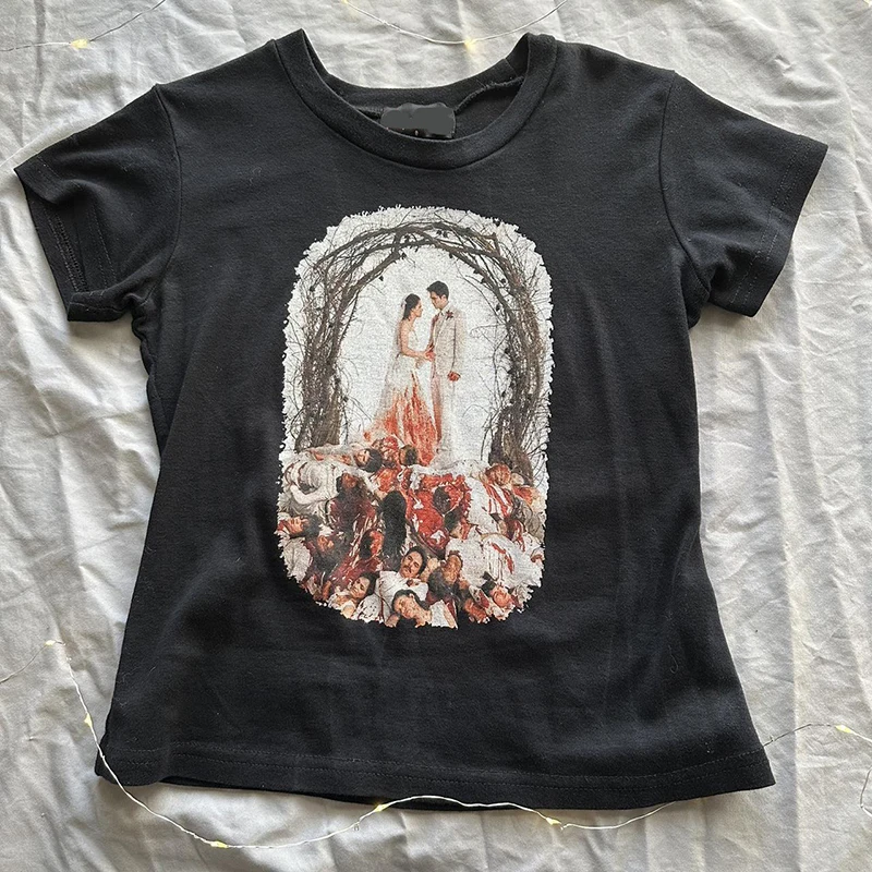 Été emo filles y2k style vêtements harajuku imprimer grunge hauts courts femmes 90s t shirts mode goth bébé t shirts hauts courts 2000s Été emo filles y2k style vêtements harajuku imprimer grunge hauts courts femmes 90s t shirts mode goth bébé t shirts hauts courts 2000s