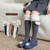 harajuku – chaussettes tube longues en laine d'agneau, bonneterie en coton et peluche, accessoires en tissu de style coréen, chaussettes à nœud pour tout petits, automne et hiver