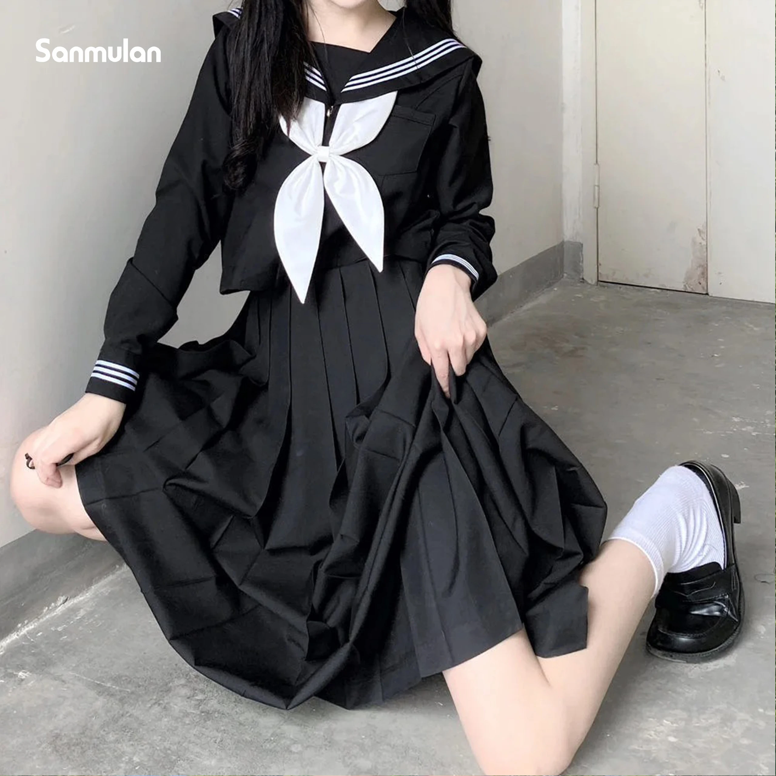 Uniformes scolaires japonais style étudiant filles bleu marine, costume femmes sexy noir JK, longue robe trempée marin chemisier jupe plissée Uniformes scolaires japonais style étudiant filles bleu marine, costume femmes sexy noir JK, longue robe trempée marin chemisier jupe plissée