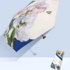 petit parapluie portable pour femme, mini parapluie de poche, parapluie de pluie pliant à 5/6, peinture à l'huile à la mode, parasol de voyage, parapluie coupe vent