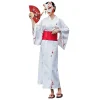 robe kimono en satin pour femmes, anime japonais, geisha yukata, robe douce, peignoir en fleurs, vêtements de nuit pour fans, ensemble de chaussettes tabi, blanc sakura