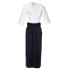 aikido gi uniforme coton hapkido pantalon kendo hakama noir bleu profond blanc samouraï japonais traditionnel keikogi